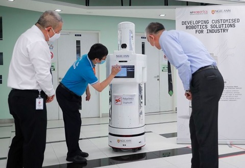 Meet new healthcare Hiro, a robot that disinfects surfaces, reminds polyclinic visitors to put on masks